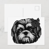 Shih Tzu-hond met polka stift bow Originele kunst Briefkaart (Voorkant / Achterkant)