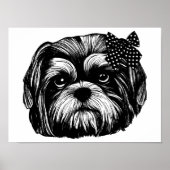 Shih Tzu-hond met polka stift bow Originele kunst Poster (Voorkant)