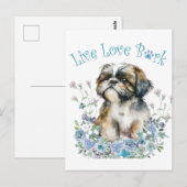 Shih Tzu Hond Moeder Bloemstuk Briefkaart (Voorkant / Achterkant)