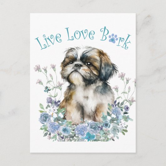 Shih Tzu Hond Moeder Bloemstuk Briefkaart (Voorkant)