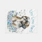Shih Tzu Hond Moeder Bloemstuk Fleece Deken (Voorkant (Horizontaal))