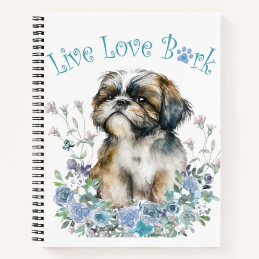Shih Tzu Hond Moeder Bloemstuk Notitieboek (Voorkant)