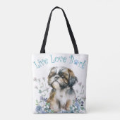 Shih Tzu Hond Moeder Bloemstuk Tote Bag (Achterkant)