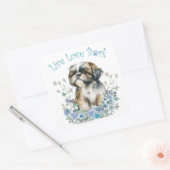 Shih Tzu Hond Moeder Bloemstuk Vierkante Sticker (Envelop)