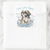 Shih Tzu Hond Moeder Bloemstuk Vierkante Sticker (Tas)