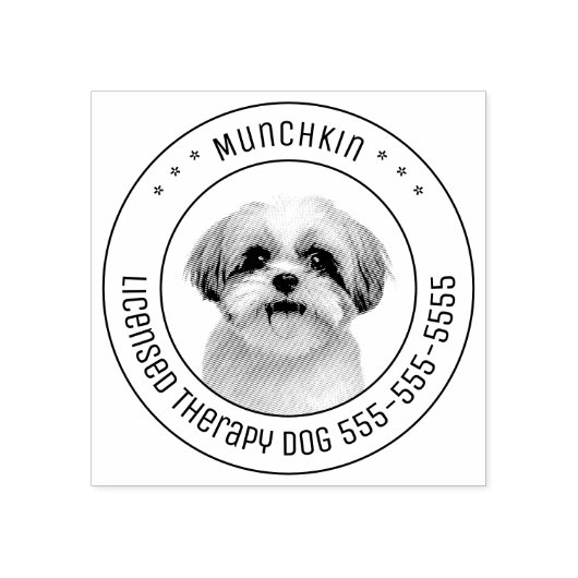 Shih Tzu Hond Pet Foto Rond Rubberstempel (Afrduk)