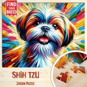 Shih Tzu Hond Portret Acryl Kunstprint Hond Liefhe Legpuzzel