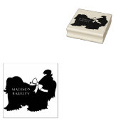 Shih-Tzu Hond Pup Lang Haar Rubberstempel (Gestempeld)