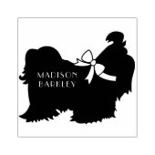 Shih-Tzu Hond Pup Lang Haar Rubberstempel (Afrduk)