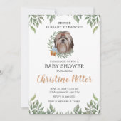 Shih Tzu-hond puppy groen boho baby shower Kaart (Voorkant)