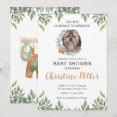 Shih Tzu-hond puppy groen boho baby shower Kaart (Voorkant / Achterkant)