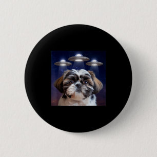 Shih tzu hond shihtzu hond alien ufos shitzhu grap ronde button 5,7 cm
