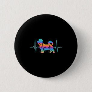 Shih tzu hond shihtzu hond hartslag shitzhu grappi ronde button 5,7 cm
