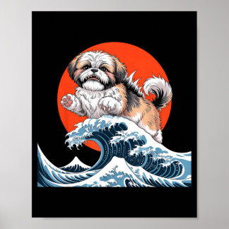 Shih tzu hond shihtzu hond Japanse kunst shitzhu g Poster