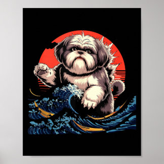 Shih tzu hond shihtzu hond Japanse kunst shitzhu l Poster