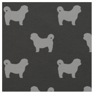 Shih Tzu Hond Silhouetten Grijs en Zwart Patroon Stof