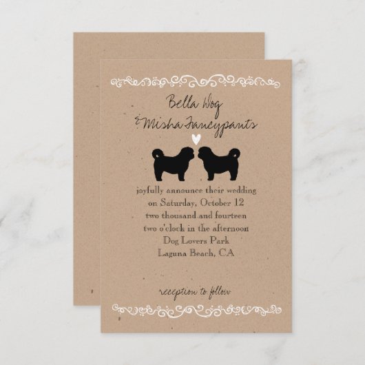 Shih Tzu Hond Silhouetten Huwelijksuitnodiging Kaart (Voorkant / Achterkant)