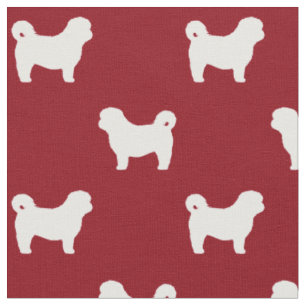 Shih Tzu Hond Silhouetten Rood en Wit Patroon Stof