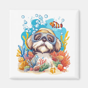 Shih Tzu Hond Snorkelt Koraalrif Magneet
