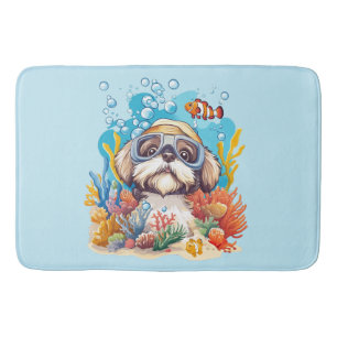Shih Tzu-hond snorkelt op koraalrif Badmat