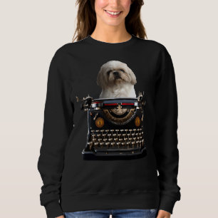 Shih Tzu Hond Typewriter Auteur Journalist Trui