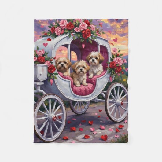 Shih Tzu Hond Valentijnsdag Fleece Deken (Voorkant)