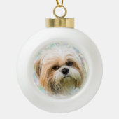 Shih Tzu hond Water Kleur Schilderen Kunst Keramische Bal Ornament (Voorkant)