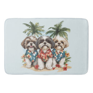 Shih Tzu-honden die Hawaiaanse overhemden dragen Badmat