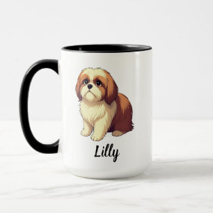 Shih Tzu-honden kunst met aangepaste naam Mok