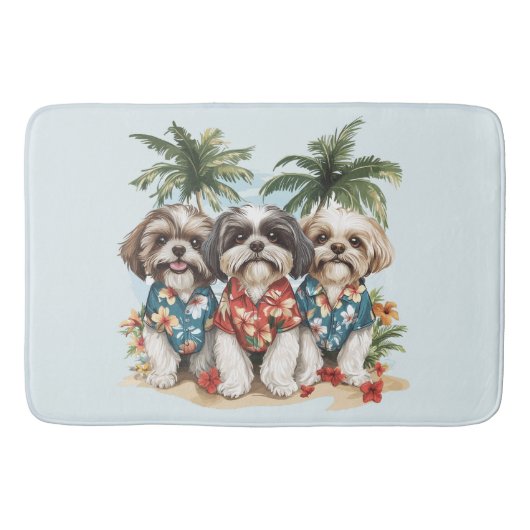 Shih Tzu Honden met Hawaiiaanse Shirten Badmat (Voorkant)