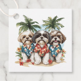 Shih Tzu Honden met Hawaiiaanse Shirten Bedankjes Labels