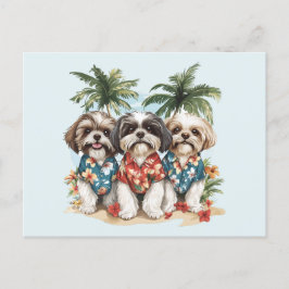 Shih Tzu Honden met Hawaiiaanse Shirten Briefkaart