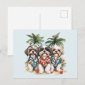 Shih Tzu Honden met Hawaiiaanse Shirten Briefkaart (Voorkant / Achterkant)