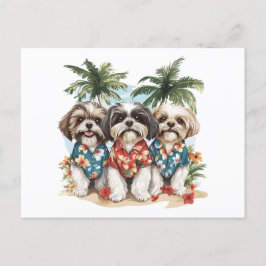 Shih Tzu Honden met Hawaiiaanse Shirten Briefkaart