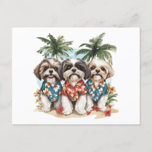 Shih Tzu Honden met Hawaiiaanse Shirten Briefkaart