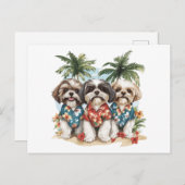 Shih Tzu Honden met Hawaiiaanse Shirten Briefkaart (Voorkant / Achterkant)