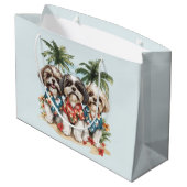 Shih Tzu Honden met Hawaiiaanse Shirten Groot Cadeauzakje (Achterkant Gekanteld)