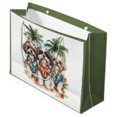 Shih Tzu Honden met Hawaiiaanse Shirten Groot Cadeauzakje (Voorkant Gekanteld)