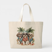Shih Tzu Honden met Hawaiiaanse Shirten Grote Tote Bag (Achterkant)