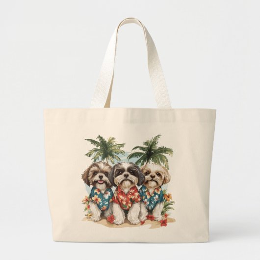 Shih Tzu Honden met Hawaiiaanse Shirten Grote Tote Bag (Voorkant)