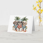 Shih Tzu Honden met Hawaiiaanse Shirten Kaart (Gele Bloem)