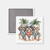 Shih Tzu Honden met Hawaiiaanse Shirten Magneet (Voorkant / Achterkant)