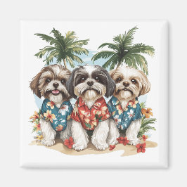 Shih Tzu Honden met Hawaiiaanse Shirten Magneet