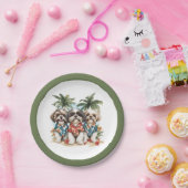 Shih Tzu Honden met Hawaiiaanse Shirten Papieren Bordje (Feest)