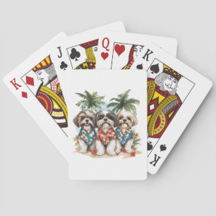 Shih Tzu Honden met Hawaiiaanse Shirten Pokerkaarten
