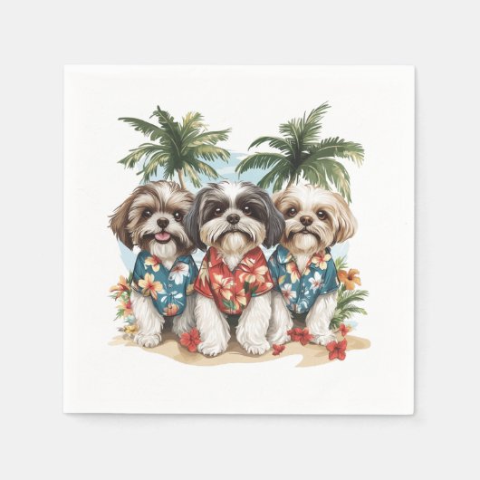 Shih Tzu Honden met Hawaiiaanse Shirten Servet (Voorkant)