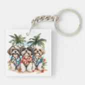 Shih Tzu Honden met Hawaiiaanse Shirten Sleutelhanger (Achterkant)