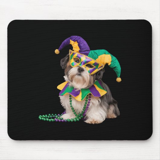 Shih Tzu Hondenliefhebber Cute Mardi Gras Carnival Muismat (Voorkant)