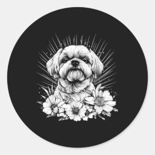 Shih Tzu Hondenliefhebber Retro Style Tattoo _1 Ronde Sticker
