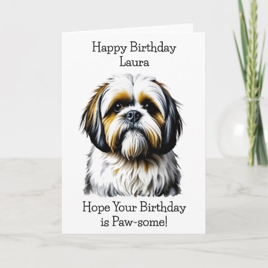 Shih Tzu Hondenliefhebbers Gepersonaliseerde Verja Kaart (Voorkant)